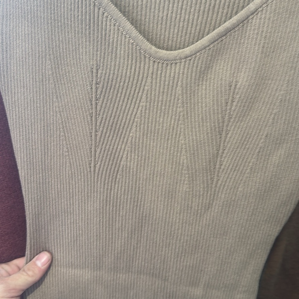 Tan Ribbed Knit Dress - Picture 2 of 6